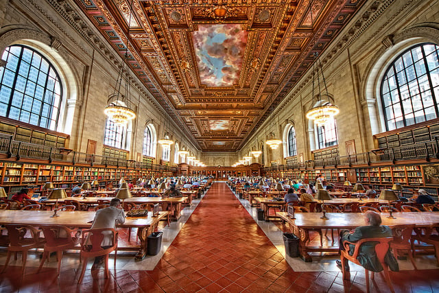 The Rose Main Reading Room at the New York Public Library's main branch. Photo: Matt Pasant, via Flickr.