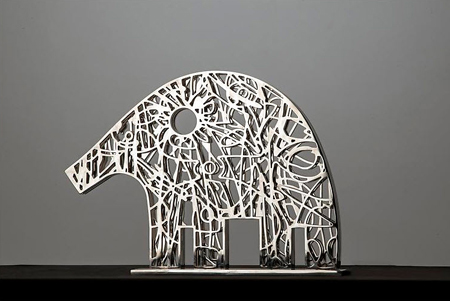 Nadim Karam, Elephant, 2013, stainless steel, Ayyam Gallery, Beirut, Lebanon