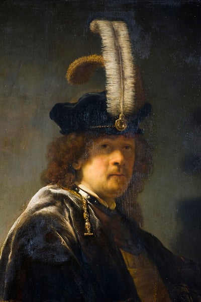Detail of recently authenticated Rembrandt self-portrait (1635) Photo: National Trust 