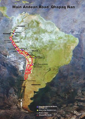 A map of the route of the ancient Incan road, Qhapaq Ñan. Photo: courtesy the UNESCO World Heritage Centre.