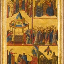 Giovanni Da Rimini, Left Wing of a Diptych with Episodes from the Lives of the Virgin and Other Saints (est. 2–3 million) sold for £5,682,500 ($9,739,237). The artist’s previous auction record was for The Crucifixion, which sold at Christie’s London in 2007 for £62,400 ($125,857). Photo: Sotheby’s
