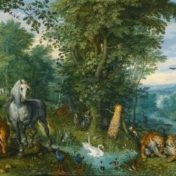Jan Brueghel the Elder, The Garden of Eden with the Fall of Man (1613) (est. 2–3 million) sold for £6,802,500 ($11,658,805). The artist’s previous auction record was for The Edge Of A Village With Figures Dancing On The Bank Of A River And A Fish-Seller And A Self Portrait Of The Artist In The Foreground (1616), which sold at Sotheby’s London in 2008 for £3,513,250 ($6,918,570). Photo: Sotheby’s