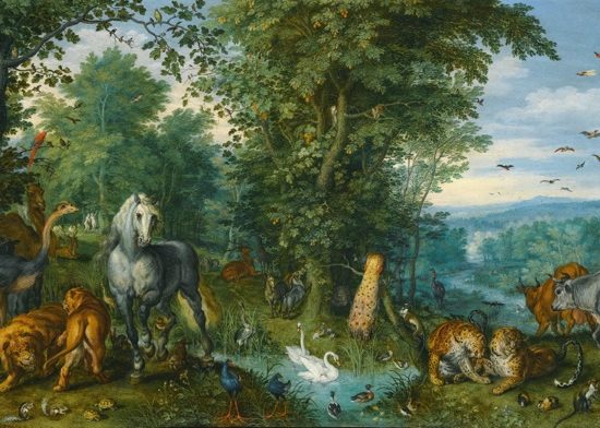 Jan Brueghel the Elder, The Garden of Eden with the Fall of Man (1613) (est. 2–3 million) sold for £6,802,500 ($11,658,805). The artist’s previous auction record was for The Edge Of A Village With Figures Dancing On The Bank Of A River And A Fish-Seller And A Self Portrait Of The Artist In The Foreground (1616), which sold at Sotheby’s London in 2008 for £3,513,250 ($6,918,570). Photo: Sotheby’s