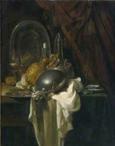 Willem Kalf, A Still Life With Silver, Pewter And Gilt Objects On A Partly Draped Table (est. £200,000–300,000) sold for £482,500 ($826,957). The artist’s previous auction record was for Stillleben mit Ingwertopf und Porzellanschälchen, which sold at Vienna’s Dorotheum in 2008 for €467,300 ($637,952). Photo: Sotheby’s