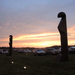 Sunset over the Sculpture Fields of Nova's Ark at ArtHamptons. Photo: Sarah Cascone.