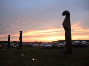 Sunset over the Sculpture Fields of Nova's Ark at ArtHamptons. Photo: Sarah Cascone.