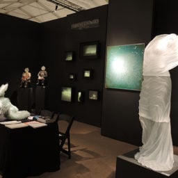 Glass sculptures and painting from Habatat Galleries of Royal Oak, Michigan, at ArtHamptons. Photo: Sarah Cascone.