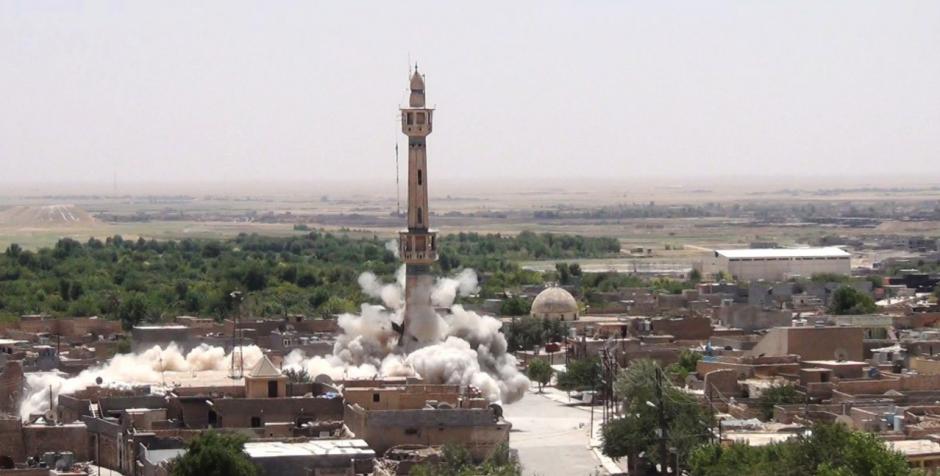 A photo posted by ISIS showing the destruction of religious sites. Photo: via Newsweek.