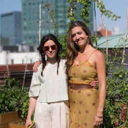 Julia Sherman and Camilla Hammer, creators of the MoMA PS1 Salad Garden in Queens, New York, during the MoMA PS1 Rooftop salad party. Photo: Emily Wren.