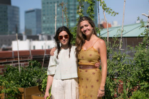 Julia Sherman and Camilla Hammer, creators of the MoMA PS1 Salad Garden in Queens, New York, during the MoMA PS1 Rooftop salad party. Photo: Emily Wren.