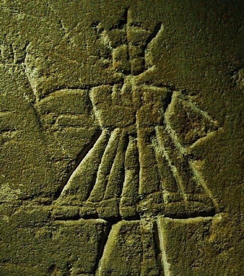 The straw king, a medieval graffiti drawing that could be a pagan fertility symbol. Photo: Lincolnshire Medieval Graffiti Project.