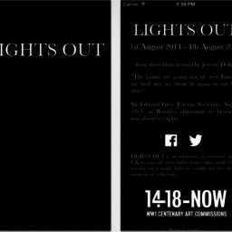 Jeremy Deller, Lights Out, 2014 From August 1, Jeremy Deller will release a new film every day, viewable only via an app. The final film will be released on August 4 at 10pm, and will be available until 11pm, when the entire series will disappear.