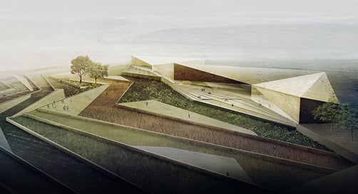 Rendering of the Palestinian Museum. Photo: Heneghan Peng, courtesy the Welfare Association.