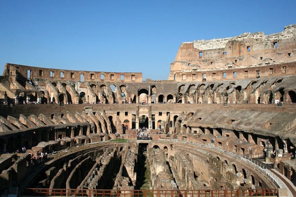 Inside of the Colosseum or Flavian amphitheatre, 70/72 - 80 DC in Rome. Photo: Jean-Pol Grandmont
