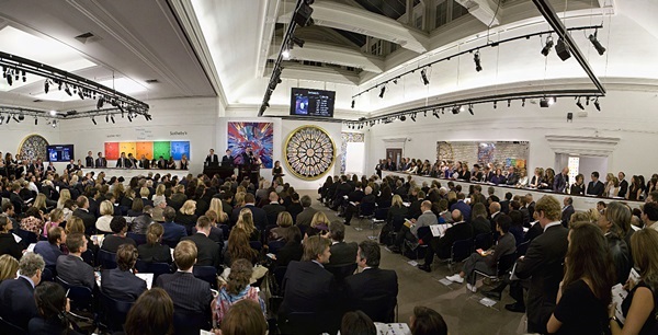 Sotheby's sale of Damien Hirst works, "Beautiful Inside My Head Forever," held in London in 2008 
