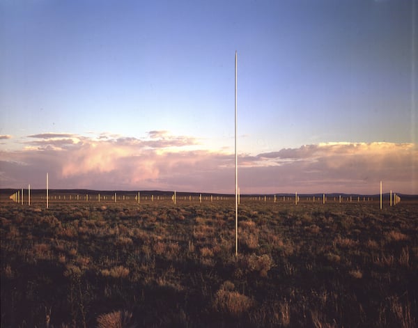 Walter De Maria, The Lightning Field (1977). Long-term installation in Western New Mexico.  Photo: John Cliett, © Dia Art Foundation.