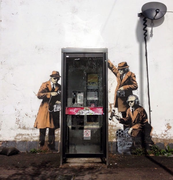Banksy, Spy Booth (2014) Cheltenham, UK