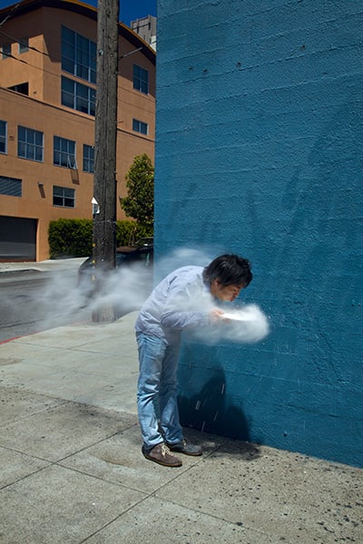 Koki Tanaka, Process of Blowing Flour, 2010. Action. Photo: Tomo Saito.