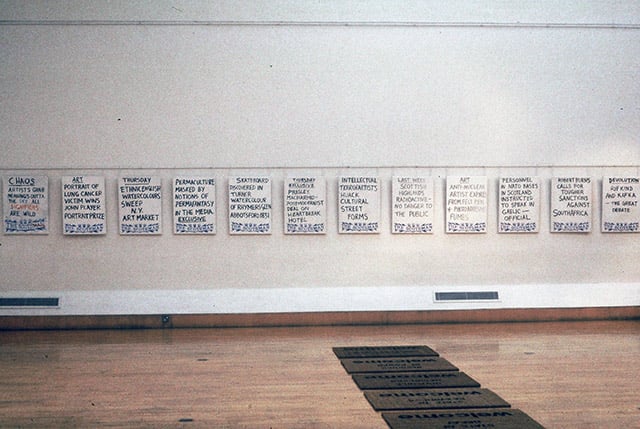 Works from Conrad Atkinson's Billboard series installed at Talbot Rice Gallery in 1989 Photo: Courtesy Conrad Atkinson
