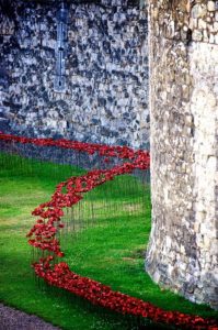 Paul Cummins and Tom Piper, Blood Swept Lands and Seas of Red (2014), at the Tower of London, marks the centennial of Britain's entrance into World War I. Photo: Massimo Usai, via Flickr.