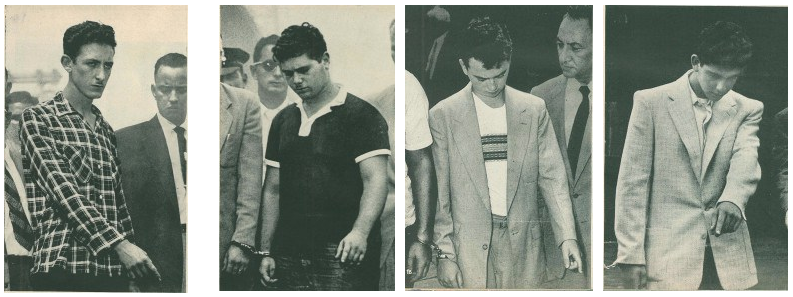 The supposed killer teens: Jack Koslow, Melvin Mittman, Joseph Lieberman, and Robert Trachtenberg.