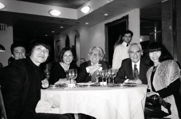 From left: Tadao Ando, Lella Vignelli, Richard Meier, and Massimo Vignelli, in January 1990.