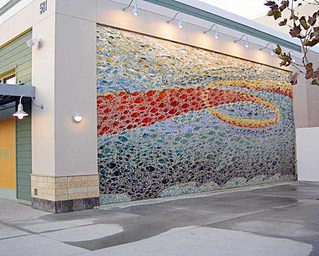 Frank Bauer, Aquariam located at Oxnard, CA at the The Collection at River Park (2012) Hand made cermic tile Photo: courtesy of the artist.