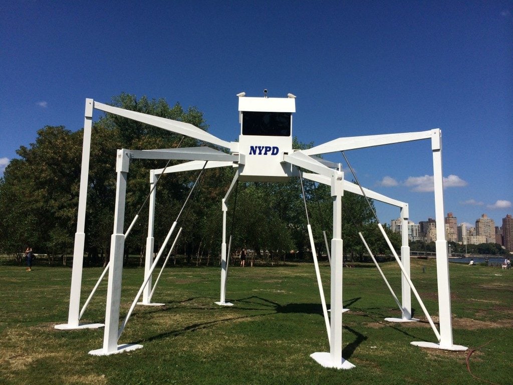 Zaq Landsberg, SkyWatch Spider (2014), at Socrates Sculpture Park. Photo: courtesy Socrates Sculpture Park.