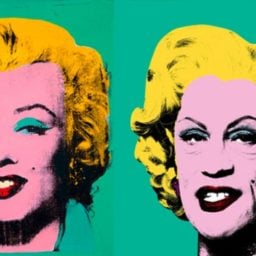 Andy Warhol, Green Marilyn (1962), and Sandro Miller's version with John Malkovich.