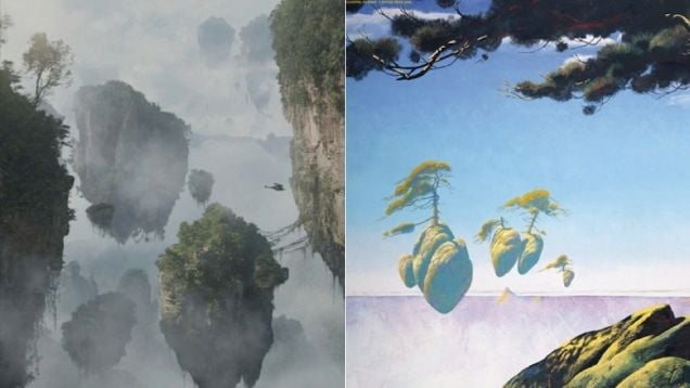 The Hallelujah Mountains from James Cameron's Avatar compared to Roder Dean's Floating Islands.