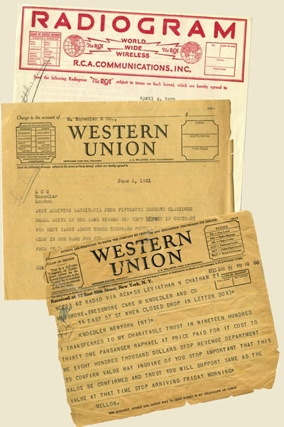 Telegrams to and from Andrew W. Mellon, 1931 and 1933 . Photo: Courtesy Getty Research Institute, Los Angeles