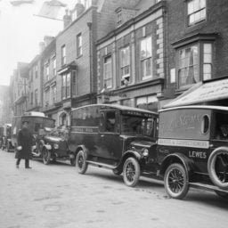Parade of trade vehicles in Lewes High Street c.1922Photo courtesy of Brighton Photo Biennial