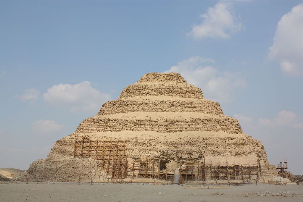 The Pyramid of Djoser in Saqqara, Egypt, in 2010. Photo by Wknight94, Creative Commons Attribution-Share Alike 3.0 Unported license, GNU Free Documentation License.