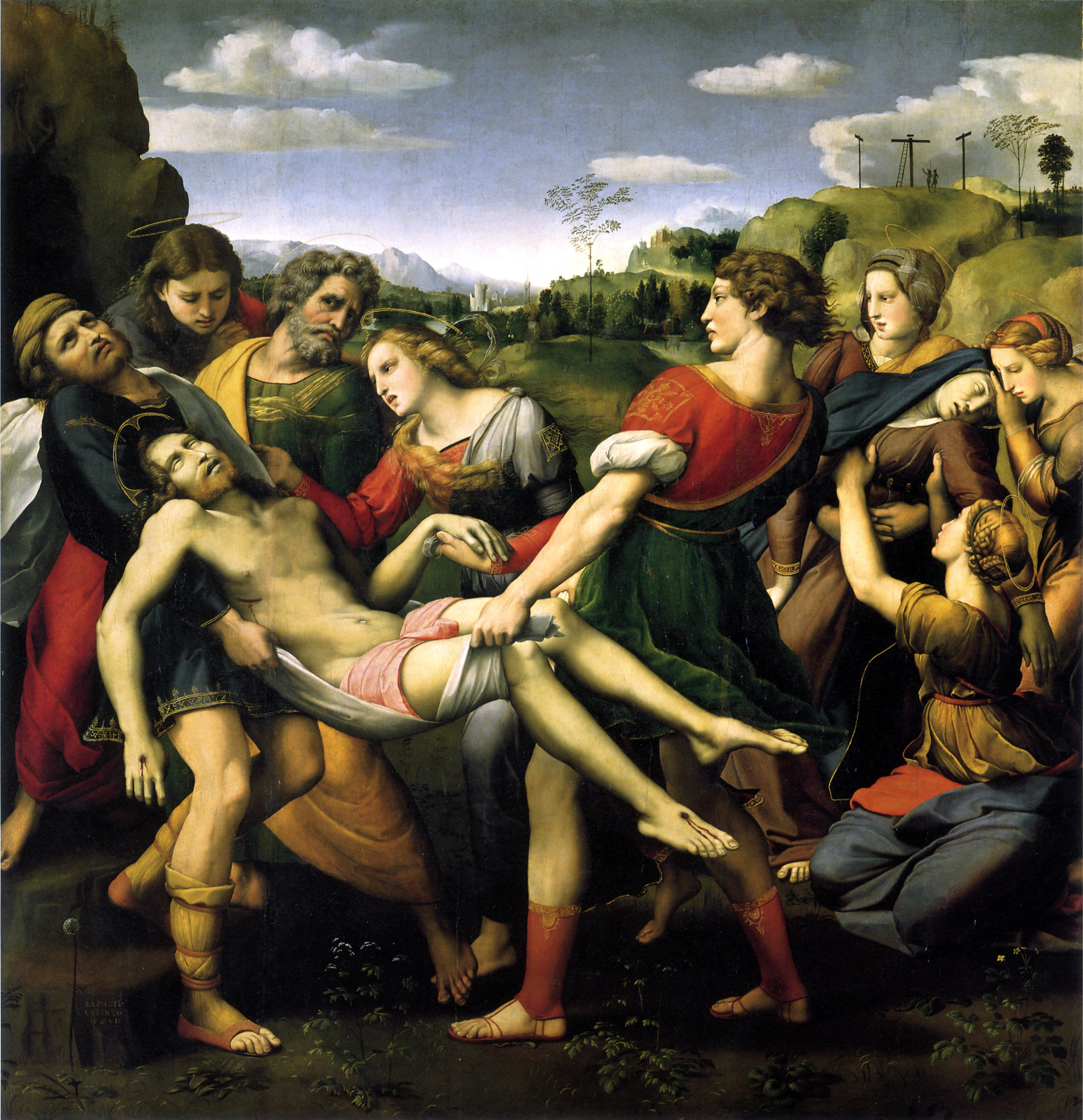 Raphael, The Deposition or Pala Baglioni, Borghese Entombment (1507). Collection of the Galleria Borghese, Rome.