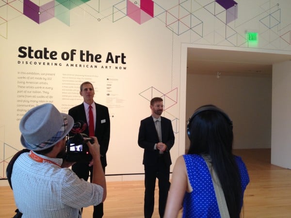 Exhibition curators Don Dacigalupi (L) and Chad Alligood (R) introduce the show during the press event.