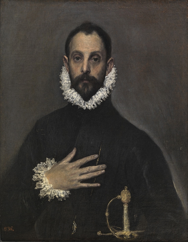 El Greco, A Gentleman with his Hand on his Chest (1580).). Photo courtesy of the Museuo Nacional del Prado.