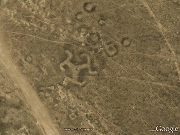 One of 50 Geoglyphs discovered in Kazakhstand Photo: Image copyright DigitalGlobe, courtesy Google Earth; Via: Live Science