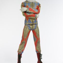 Quilted two-piece suit, 1972. Designed by Freddie Burretti for the Ziggy Stardust tour. Courtesy of The David Bowie Archive. Image © Victoria and Albert Museum.