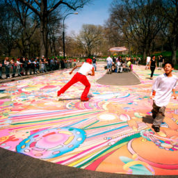 A 2004 edition of assume vivid astro focus's roller disco. Photo: Eric Weiss, courtesy the Public Art Fund.