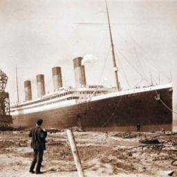 A curious onlooker watches the Titanic pass. Photo courtesy of the National Museums Northern Ireland.