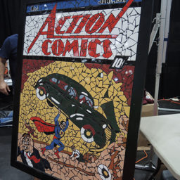 Matt Dimasi's tiled take on the original Superman comic at New York Comic Con. Photo: Sarah Cascone.