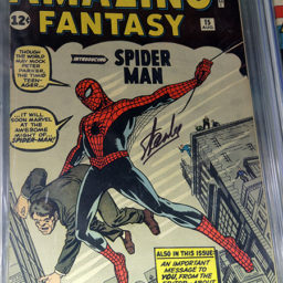 Metropolis displays a soon-to-be-auctioned Stan Lee-autographed copy of the original appearance of Spider-Man at New York Comic Con. Photo: Sarah Cascone.