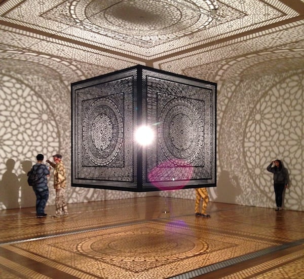 Anila Quayyum Agha, <em>Intersections</em> (2014) installed at the Grand Rapids Art Museum, as part of its 2014 ArtPrize exhibition. Photo: Cait Munro.