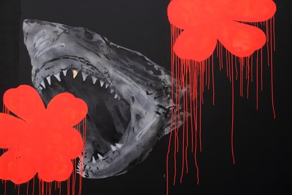 A work by street artist Bambi that will be auctioned to benefit London charity Art Against Knives.