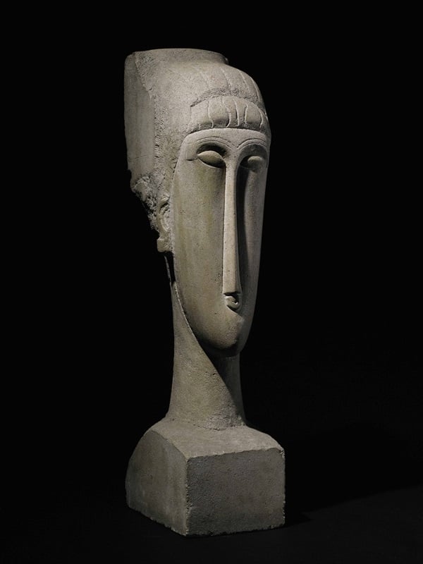 Property from a Private European Collection Amedeo Modigliani Tête Stone Height: 28¾ in.; 73 cm Carved 1911-12. Estimate in excess of $45 million Photo: Courtesy Sotheby's 