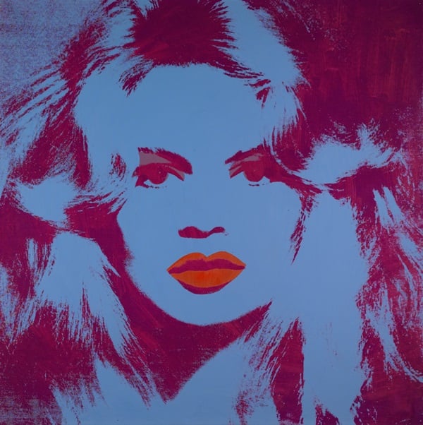 Brigitte Bardot Signed with initials and dated 74 on the overlap acrylic, silkscreen ink and pencil on canvas. estimate $10–15 million. Photo: Courtesy Sotheby's.
