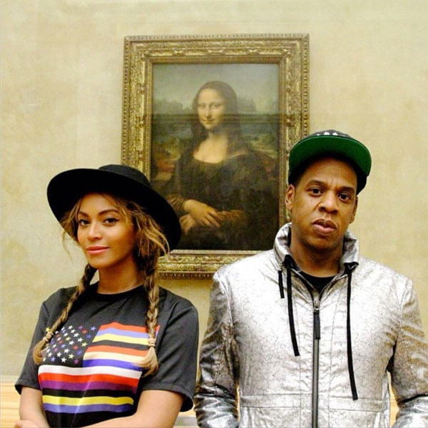 Beyoncé and Jay-Z, with the Mona Lisa at the Louvre.