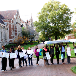 Carry That Weight protesters at Agnes Scott College, Decatur, Georgia. Photo: via Twitter.