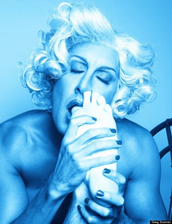 A photo from Greg Sarcini's Sex in Drag, a parody of Madonna's coffee table book, Sex.
