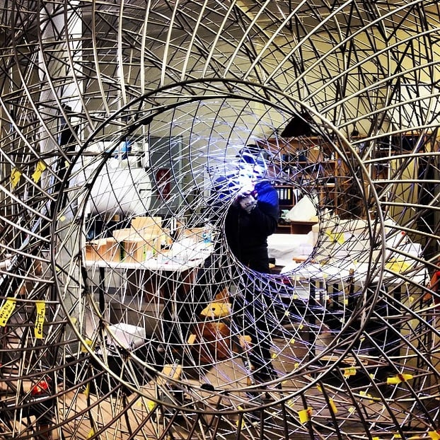 Olafur Eliasson, Called Schools of Movement Sphere at New York gallery Tanya Bonakdar's booth at Frieze London. Photo: Olafur Eliasson via Instagram.